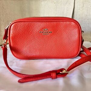 Coach Red Pebbled Leather Crossbody Camera Bag
